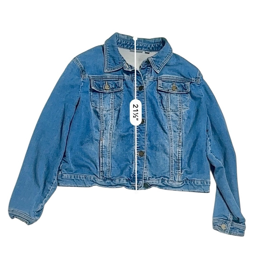 New York & Company Blue Denim Jacket Stretch Cotton Blend – Size XL - Picture 12 of 13
